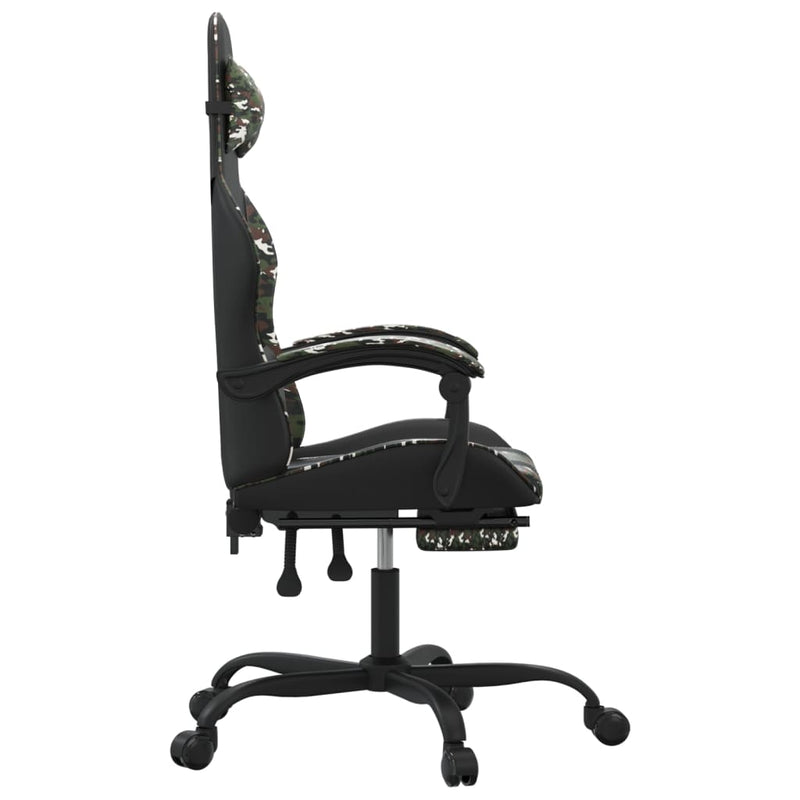 Swivel Gaming Chair with Footrest Black&Camouflage Faux Leather