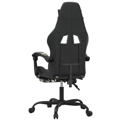 Swivel Gaming Chair with Footrest Black&Camouflage Faux Leather