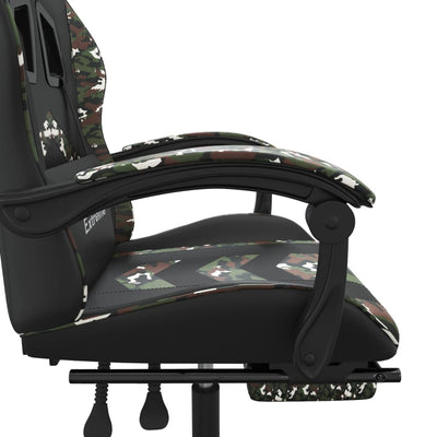 Swivel Gaming Chair with Footrest Black&Camouflage Faux Leather