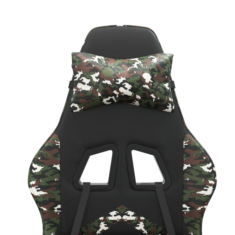 Swivel Gaming Chair with Footrest Black&Camouflage Faux Leather