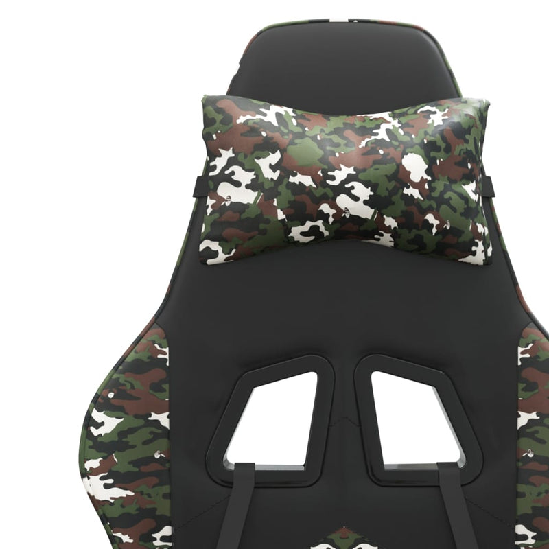 Swivel Gaming Chair with Footrest Black&Camouflage Faux Leather