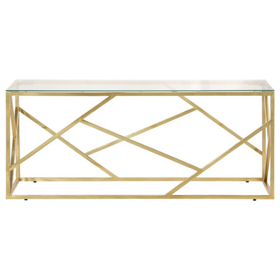 Coffee Table Gold Stainless Steel and Tempered Glass