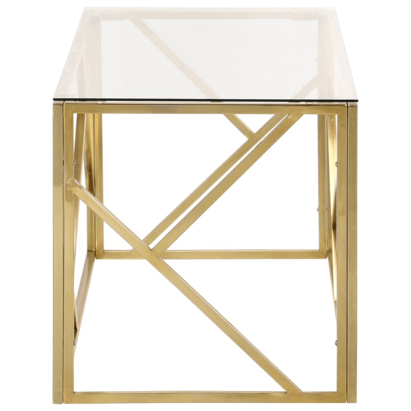 Coffee Table Gold Stainless Steel and Tempered Glass