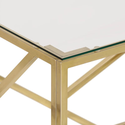 Coffee Table Gold Stainless Steel and Tempered Glass