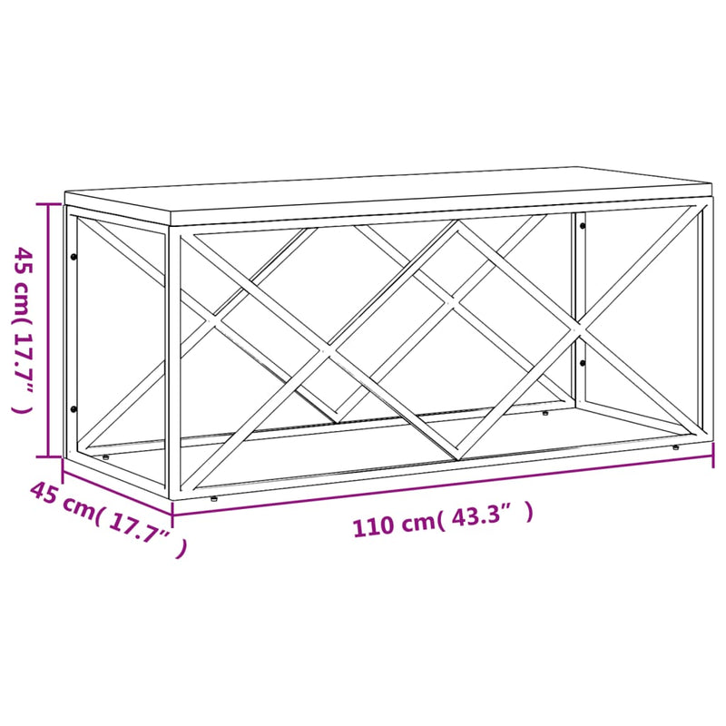 Coffee Table Stainless Steel and Solid Wood Reclaimed