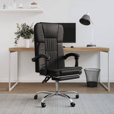 Reclining Office Chair Black Faux Leather