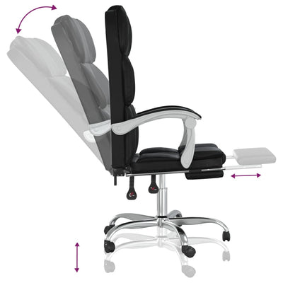 Reclining Office Chair Black Faux Leather