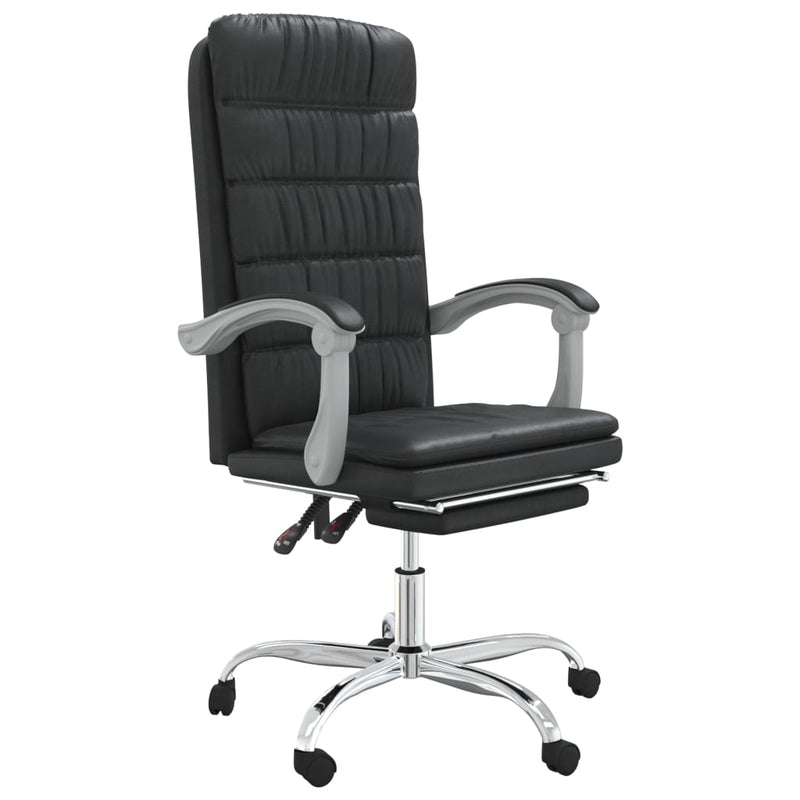 Reclining Office Chair Black Faux Leather