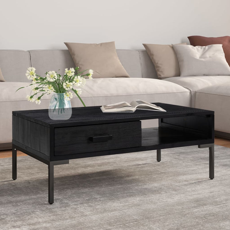 Coffee Table Black 90x50x35 cm Solid Pinewood