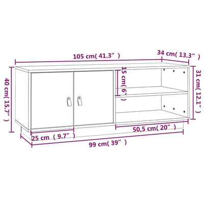 TV Cabinet 105x34x40 cm Solid Wood Pine