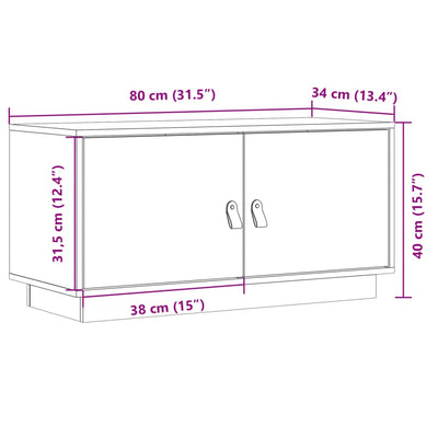 TV Cabinet 80x34x40 cm Solid Wood Pine