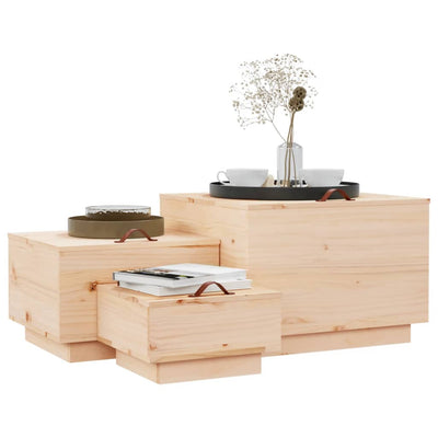 Storage Boxes with Lids 3 pcs Solid Wood Pine