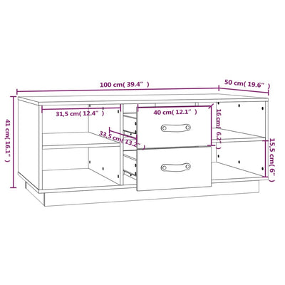 Coffee Table 100x50x41 cm Solid Wood Pine