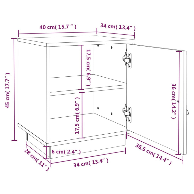 Bedside Cabinets 2 pcs 40x34x45 cm Solid Wood Pine