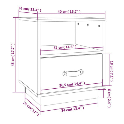 Bedside Cabinets 2 pcs 40x34x45 cm Solid Wood Pine