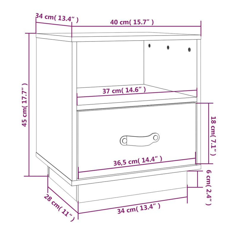 Bedside Cabinets 2 pcs 40x34x45 cm Solid Wood Pine