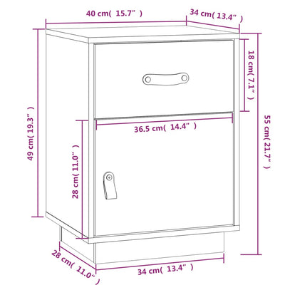 Bedside Cabinets 2 pcs 40x34x55 cm Solid Wood Pine