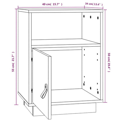 Bedside Cabinets 2 pcs 40x34x55 cm Solid Wood Pine