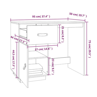 Desk 95x50x75 cm Solid Wood Pine