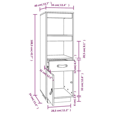 Highboard 34x40x108.5 cm Solid Wood Pine