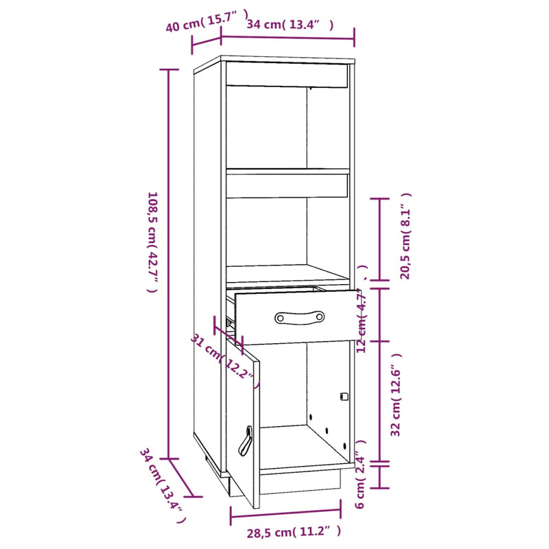 Highboard 34x40x108.5 cm Solid Wood Pine