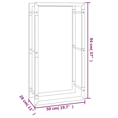 Firewood Rack Matt Black 50x28x94 cm Steel