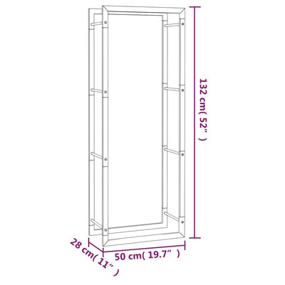 Firewood Rack Matt Black 50x28x132 cm Steel