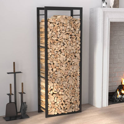 Firewood Rack Matt Black 50x28x132 cm Steel