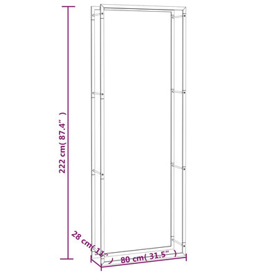 Firewood Rack Matt Black 80x28x222 cm Steel