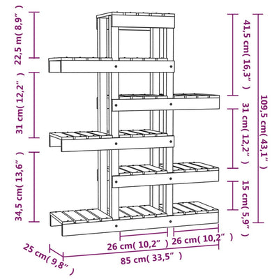 Plant Stand 85x25x109.5 cm Solid Wood Pine