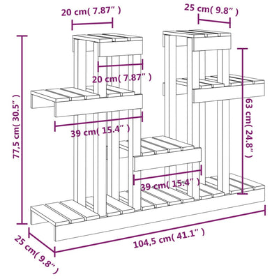 Plant Stand 104.5x25x77.5 cm Solid Wood Pine