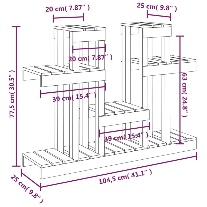 Plant Stand 104.5x25x77.5 cm Solid Wood Pine