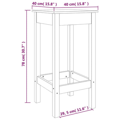 Bar Chairs 2 pcs Grey 40x40x78 cm Solid Wood Pine