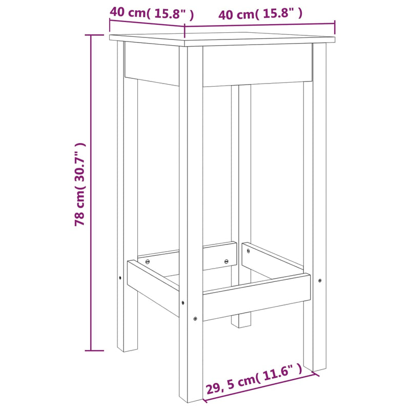 Bar Chairs 2 pcs Grey 40x40x78 cm Solid Wood Pine