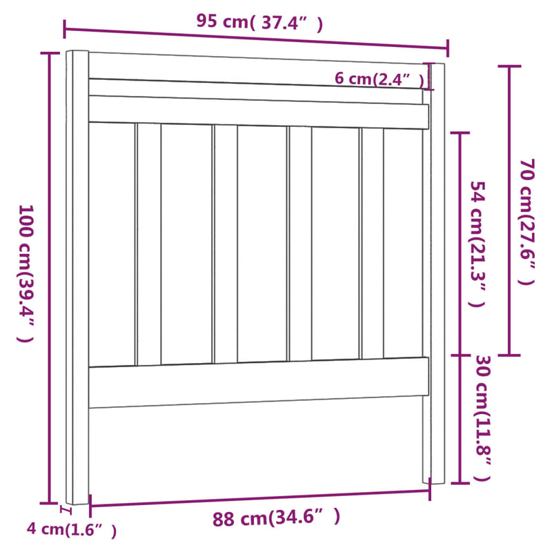 Bed Headboard 95 cm Solid Wood Pine