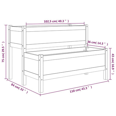 Planter 110x84x75 cm Solid Wood Pine