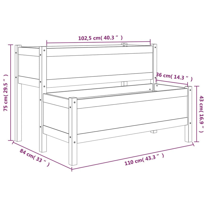 Planter 110x84x75 cm Solid Wood Pine