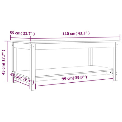 Coffee Table 110x55x45 cm Solid Wood Pine