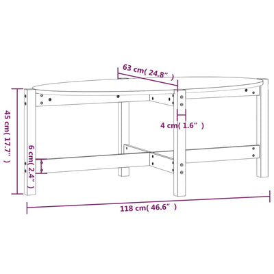 Coffee Table 118x63x45 cm Solid Wood Pine