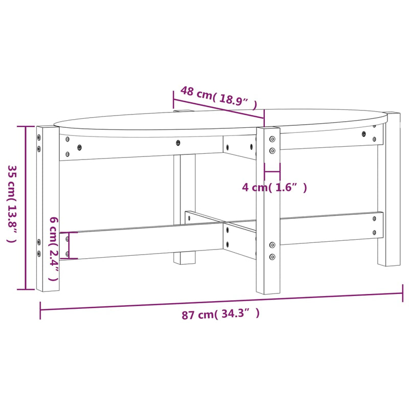 Coffee Table 87x48x35 cm Solid Wood Pine