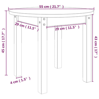 Coffee Table Ø 55x45 cm Solid Wood Pine