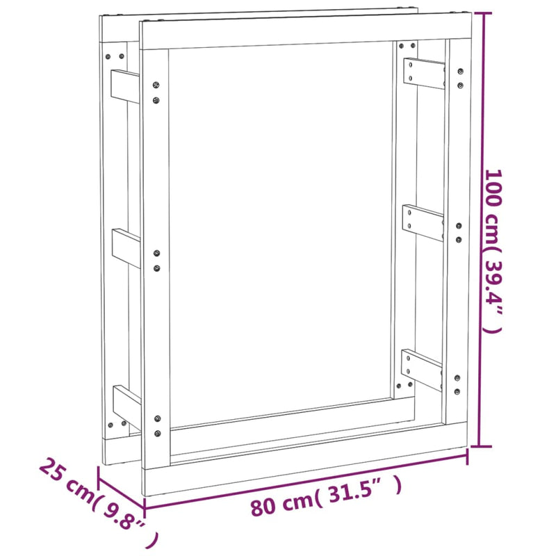 Firewood Rack 80x25x100 cm Solid Wood Pine