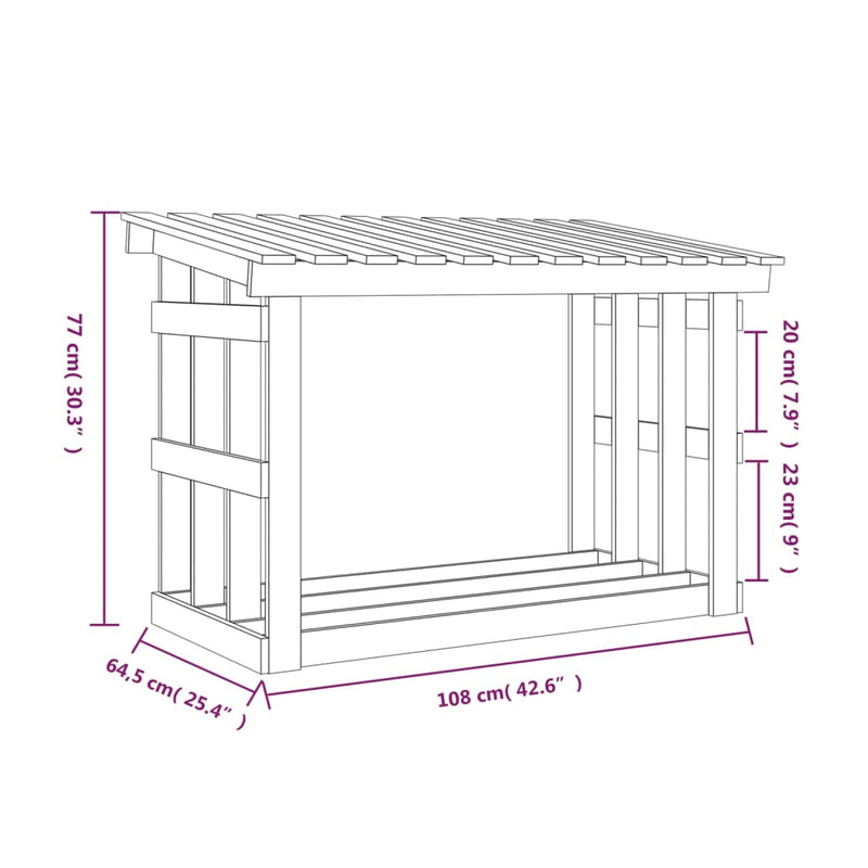 Firewood Rack 108x64.5x77 cm Solid Wood Pine