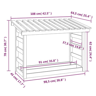 Firewood Rack 108x64.5x78 cm Solid Wood Pine