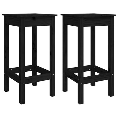 3 Piece Bar Set Black Solid Wood Pine