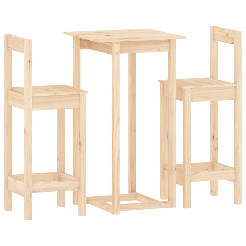 3 Piece Bar Set Solid Wood Pine