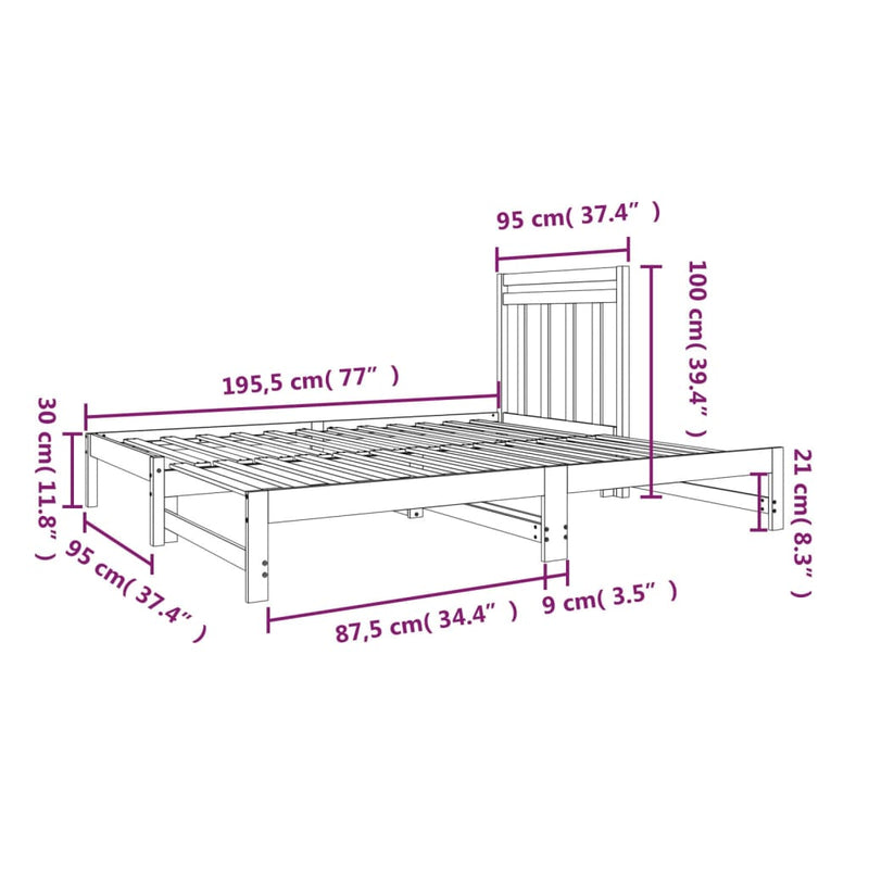 Pull-out Day Bed without Mattress 2x(90x190) cm