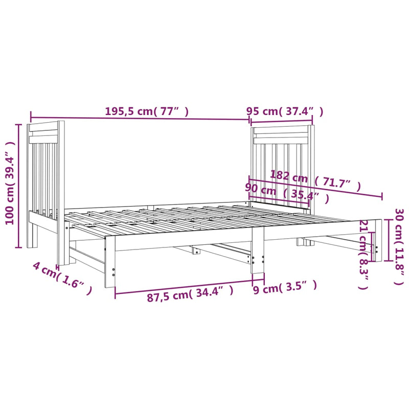 Pull-out Day Bed without Mattress 2x(90x190) cm