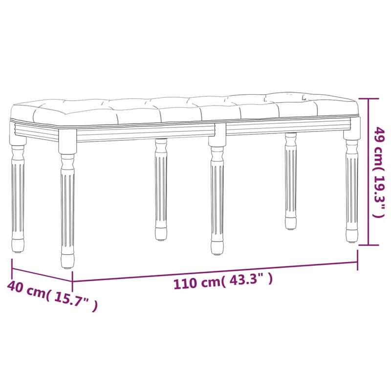 Bench Dark Grey 110x40x49 cm Velvet