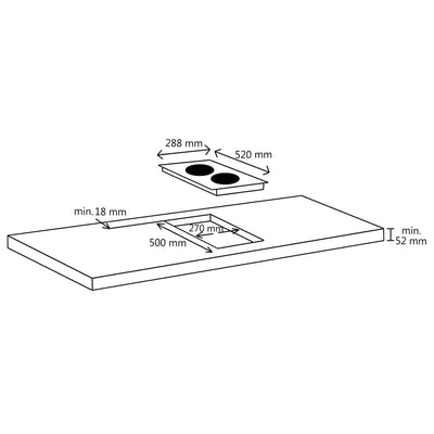 Ceramic Hob with 2 Burners Touch Control 3000 W